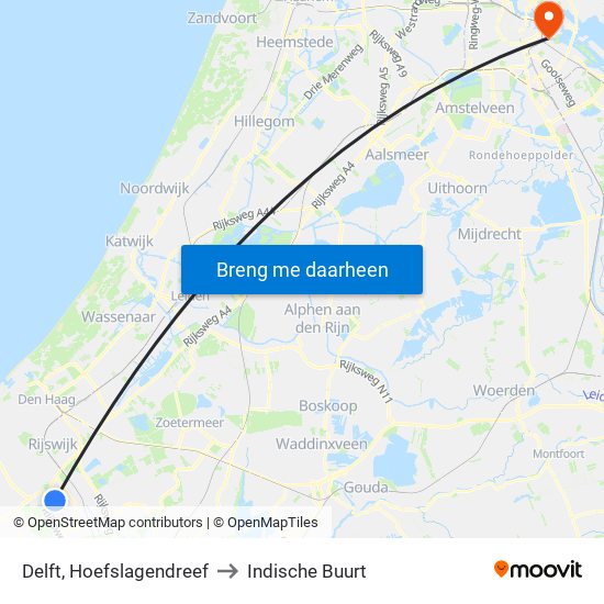 Delft, Hoefslagendreef to Indische Buurt map