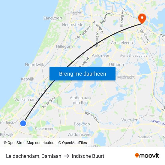 Leidschendam, Damlaan to Indische Buurt map