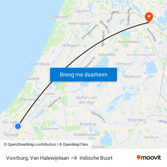 Voorburg, Van Halewijnlaan to Indische Buurt map