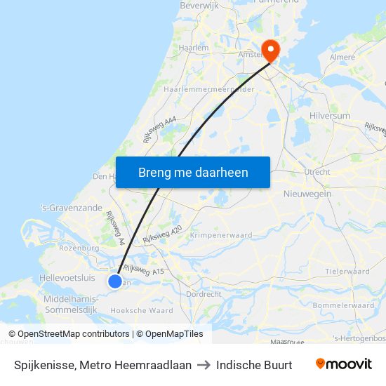 Spijkenisse, Metro Heemraadlaan to Indische Buurt map