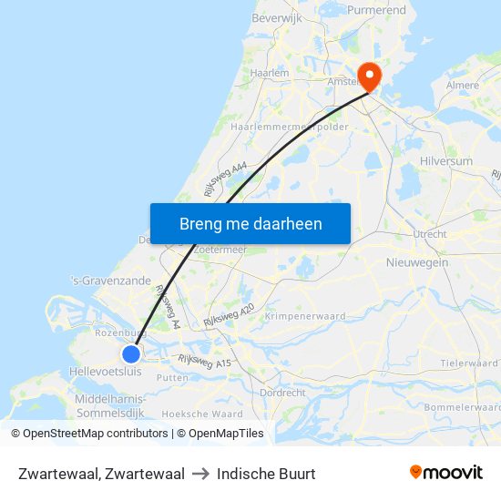 Zwartewaal, Zwartewaal to Indische Buurt map