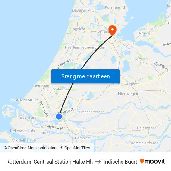 Rotterdam, Centraal Station Halte Hh to Indische Buurt map