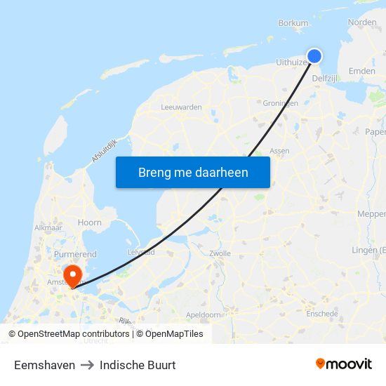 Eemshaven to Indische Buurt map