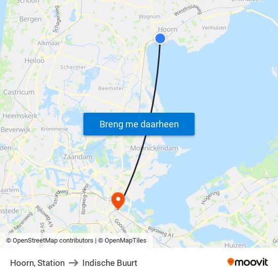 Hoorn, Station to Indische Buurt map