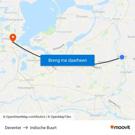 Deventer to Indische Buurt map