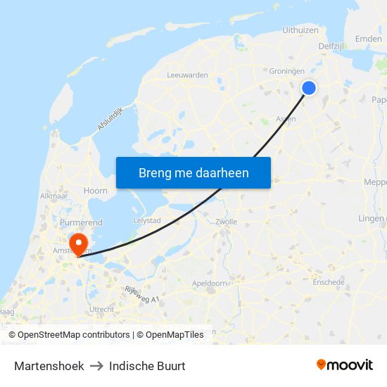 Martenshoek to Indische Buurt map