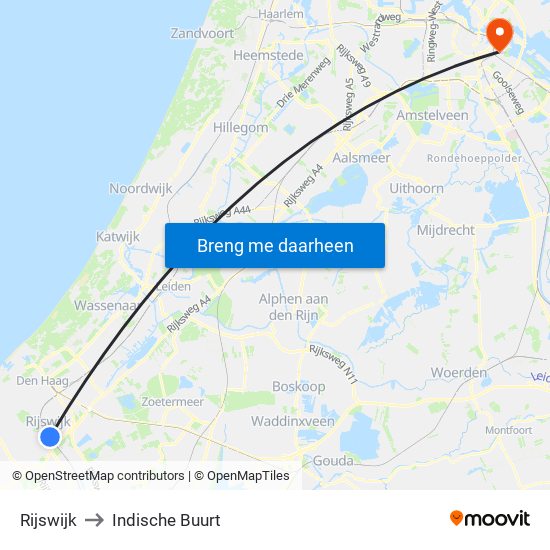 Rijswijk to Indische Buurt map