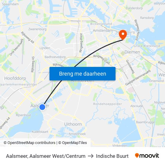 Aalsmeer, Aalsmeer West/Centrum to Indische Buurt map
