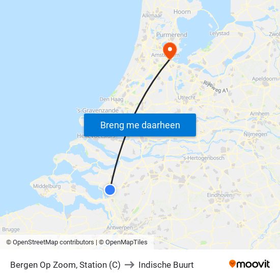 Bergen Op Zoom, Station (C) to Indische Buurt map