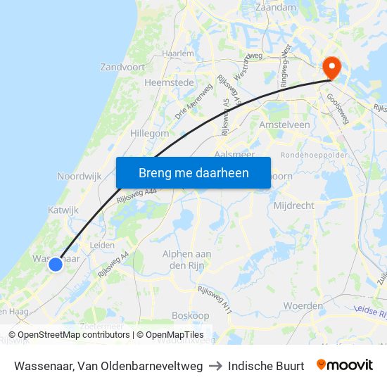 Wassenaar, Van Oldenbarneveltweg to Indische Buurt map