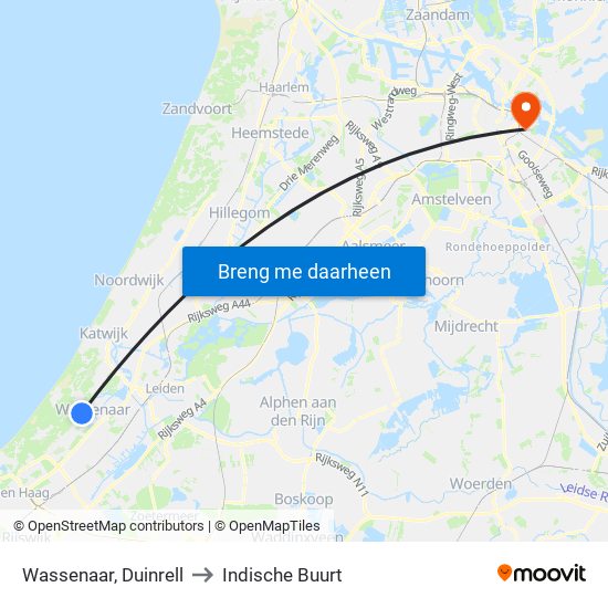 Wassenaar, Duinrell to Indische Buurt map