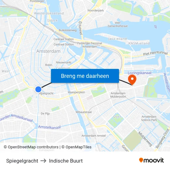 Spiegelgracht to Indische Buurt map