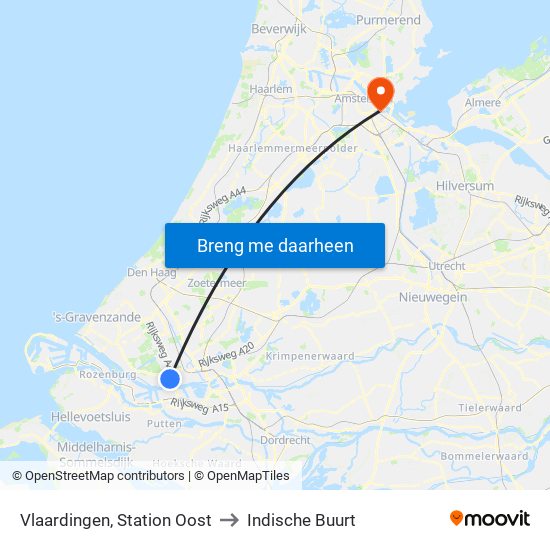Vlaardingen, Station Oost to Indische Buurt map