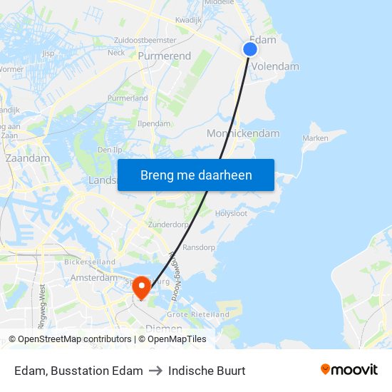 Edam, Busstation Edam to Indische Buurt map