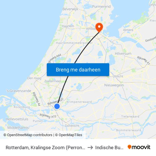 Rotterdam, Kralingse Zoom (Perron D) to Indische Buurt map