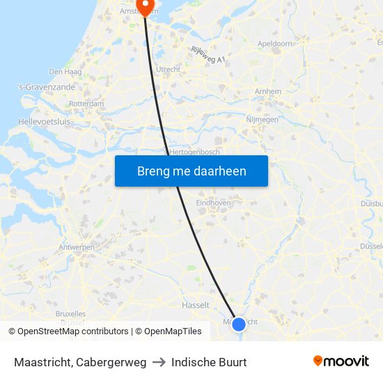 Maastricht, Cabergerweg to Indische Buurt map