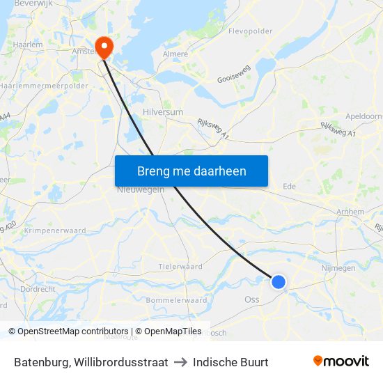 Batenburg, Willibrordusstraat to Indische Buurt map