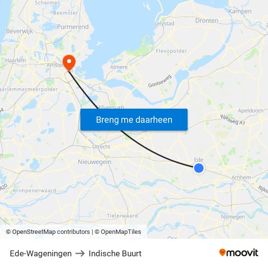 Ede-Wageningen to Indische Buurt map