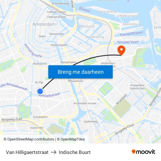 Van Hilligaertstraat to Indische Buurt map