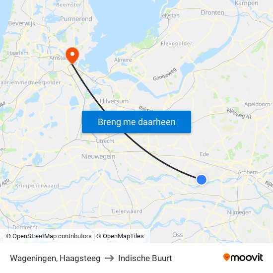 Wageningen, Haagsteeg to Indische Buurt map