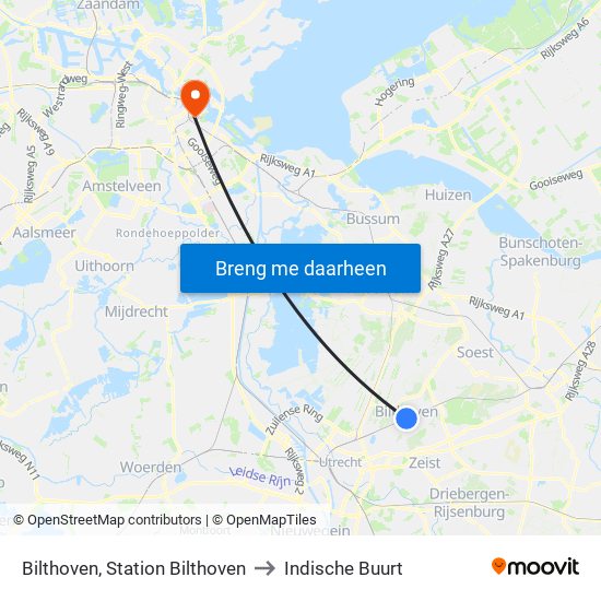 Bilthoven, Station Bilthoven to Indische Buurt map
