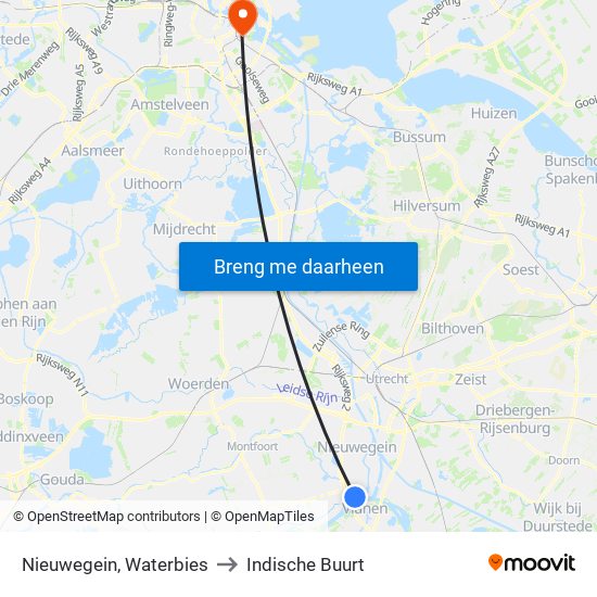 Nieuwegein, Waterbies to Indische Buurt map