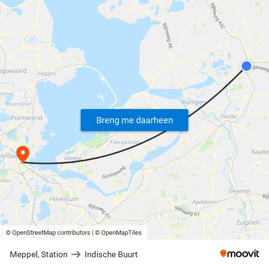 Meppel, Station to Indische Buurt map