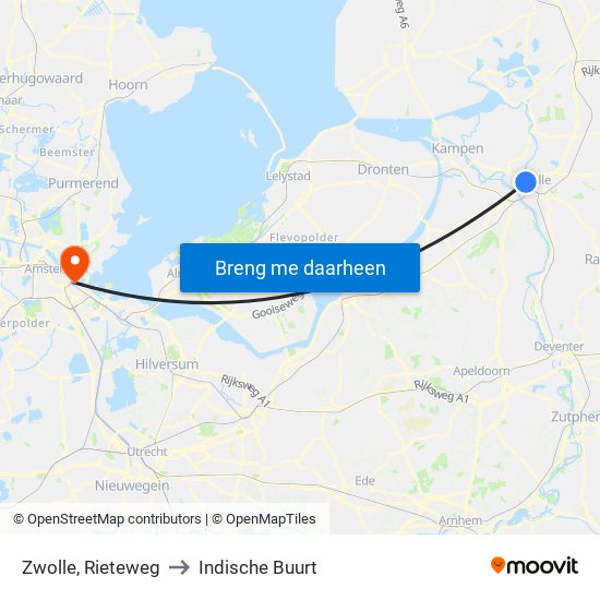 Zwolle, Rieteweg to Indische Buurt map