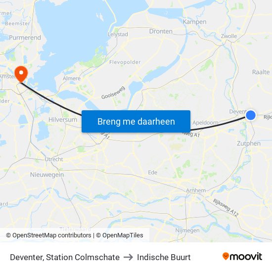 Deventer, Station Colmschate to Indische Buurt map