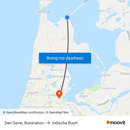 Den Oever, Busstation to Indische Buurt map