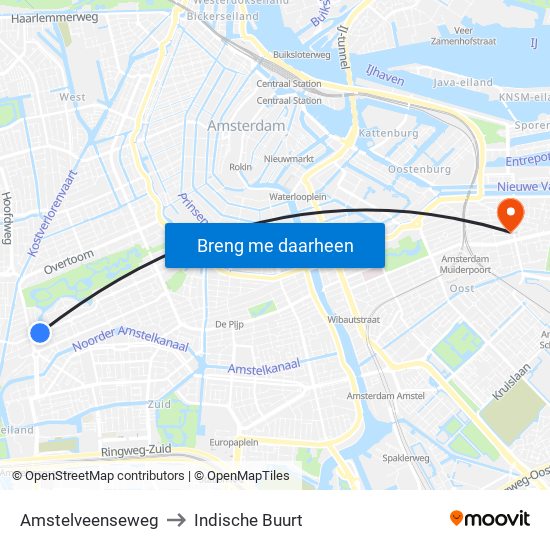Amstelveenseweg to Indische Buurt map