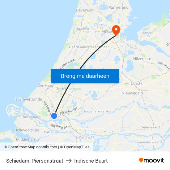 Schiedam, Piersonstraat to Indische Buurt map