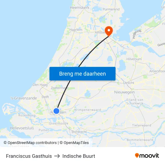 Franciscus Gasthuis to Indische Buurt map