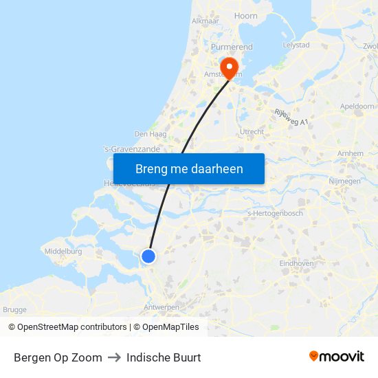 Bergen Op Zoom to Indische Buurt map