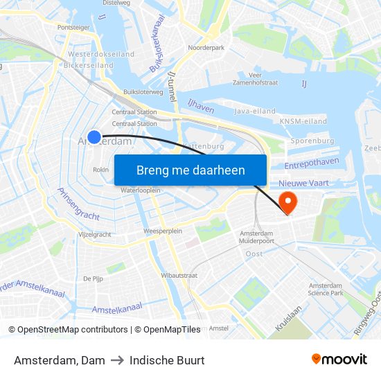 Amsterdam, Dam to Indische Buurt map