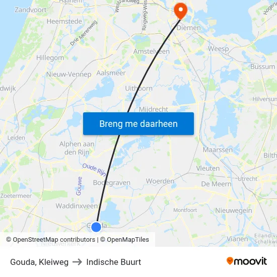 Gouda, Kleiweg to Indische Buurt map