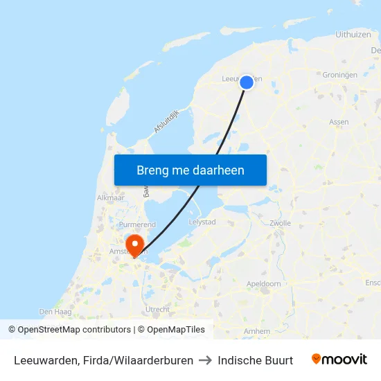 Leeuwarden, Firda/Wilaarderburen to Indische Buurt map