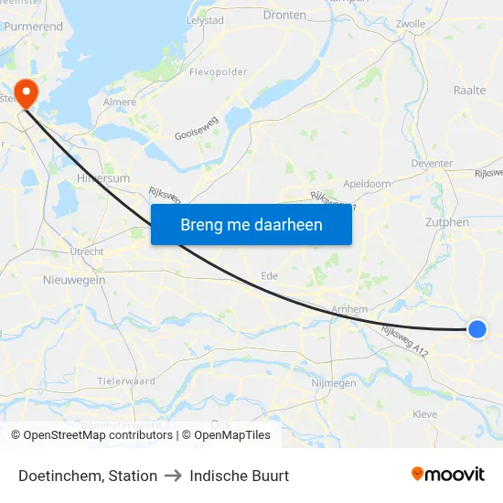 Doetinchem, Station to Indische Buurt map