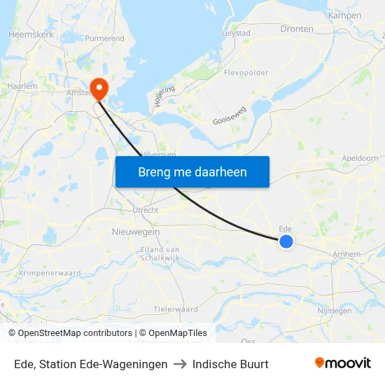 Ede, Station Ede-Wageningen to Indische Buurt map