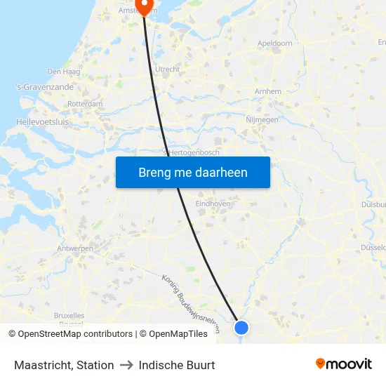 Maastricht, Station to Indische Buurt map