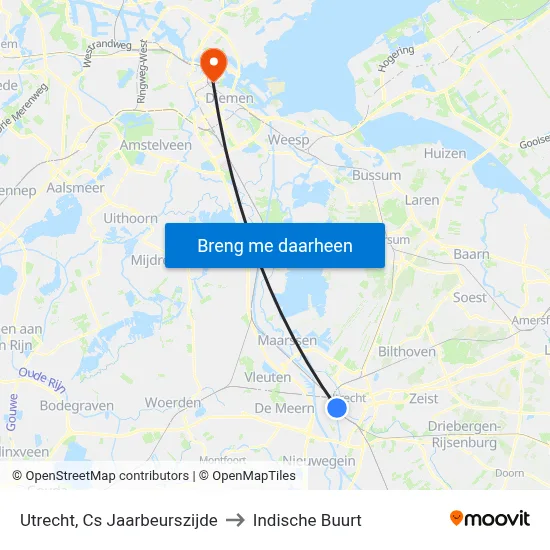 Utrecht, Cs Jaarbeurszijde to Indische Buurt map