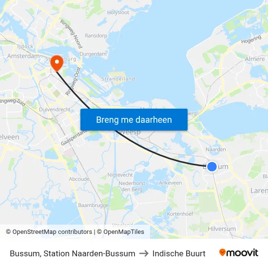 Bussum, Station Naarden-Bussum to Indische Buurt map