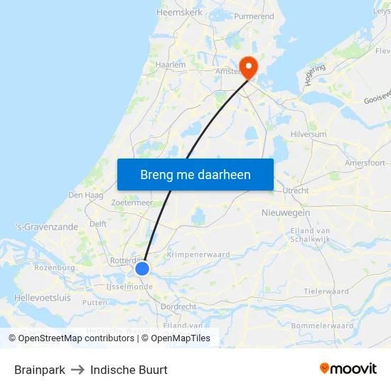 Brainpark to Indische Buurt map