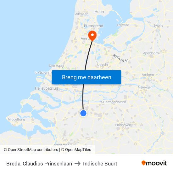 Breda, Claudius Prinsenlaan to Indische Buurt map