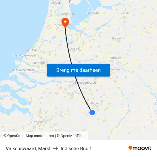 Valkenswaard, Markt to Indische Buurt map