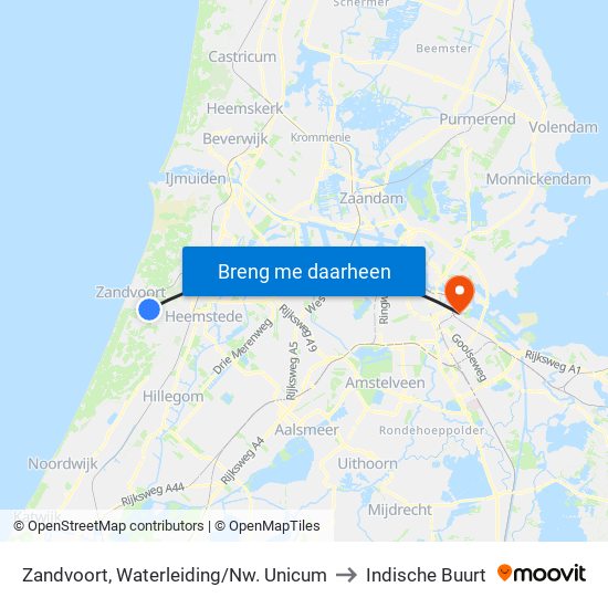 Zandvoort, Waterleiding/Nw. Unicum to Indische Buurt map