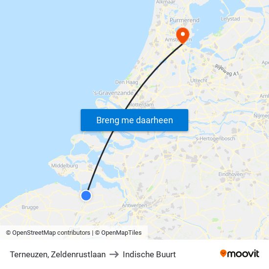 Terneuzen, Zeldenrustlaan to Indische Buurt map