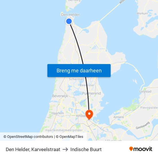 Den Helder, Karveelstraat to Indische Buurt map