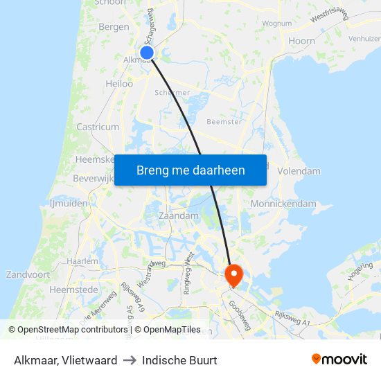 Alkmaar, Vlietwaard to Indische Buurt map