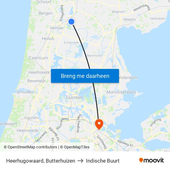 Heerhugowaard, Butterhuizen to Indische Buurt map